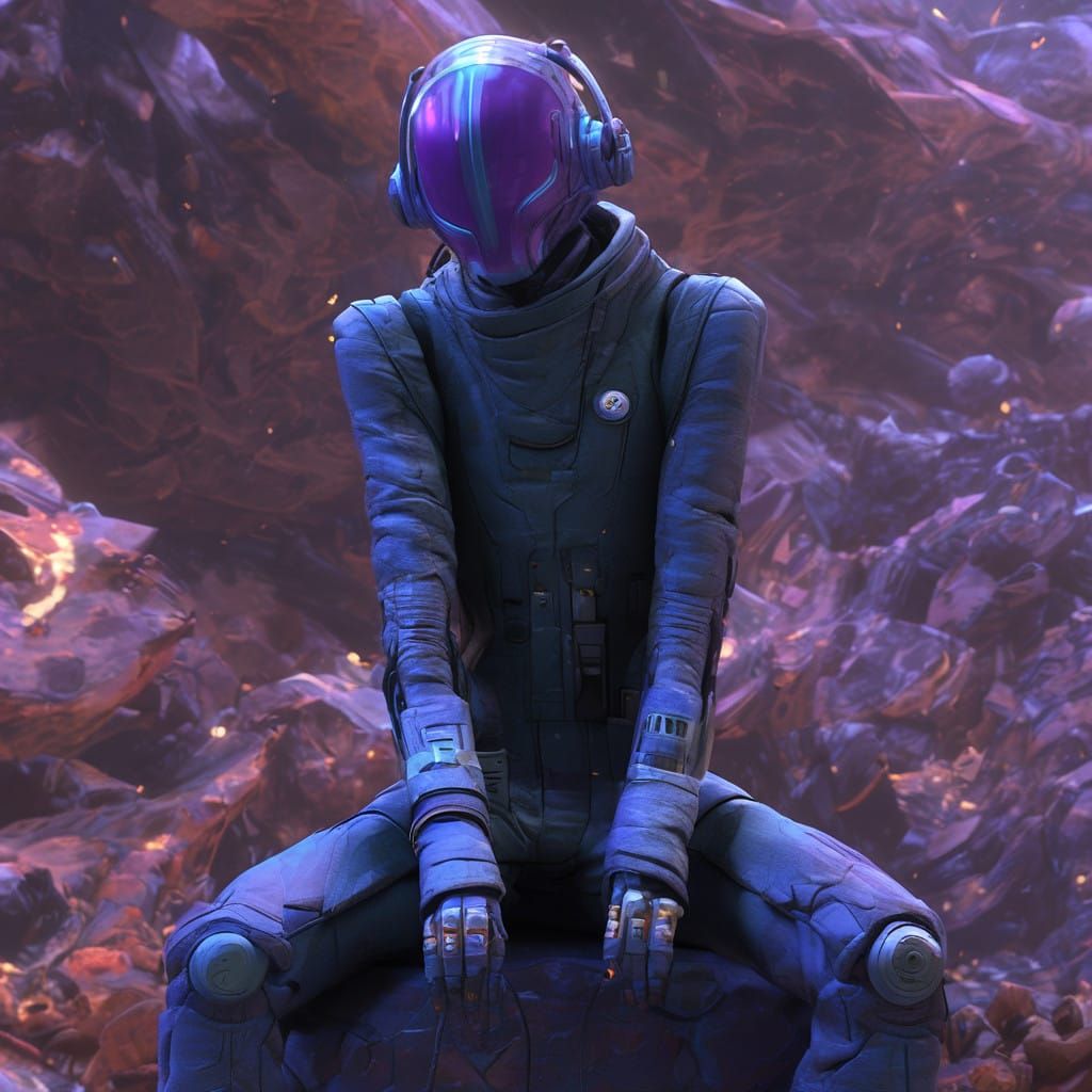 Melancholic Dreamer in Vibrant Landscape