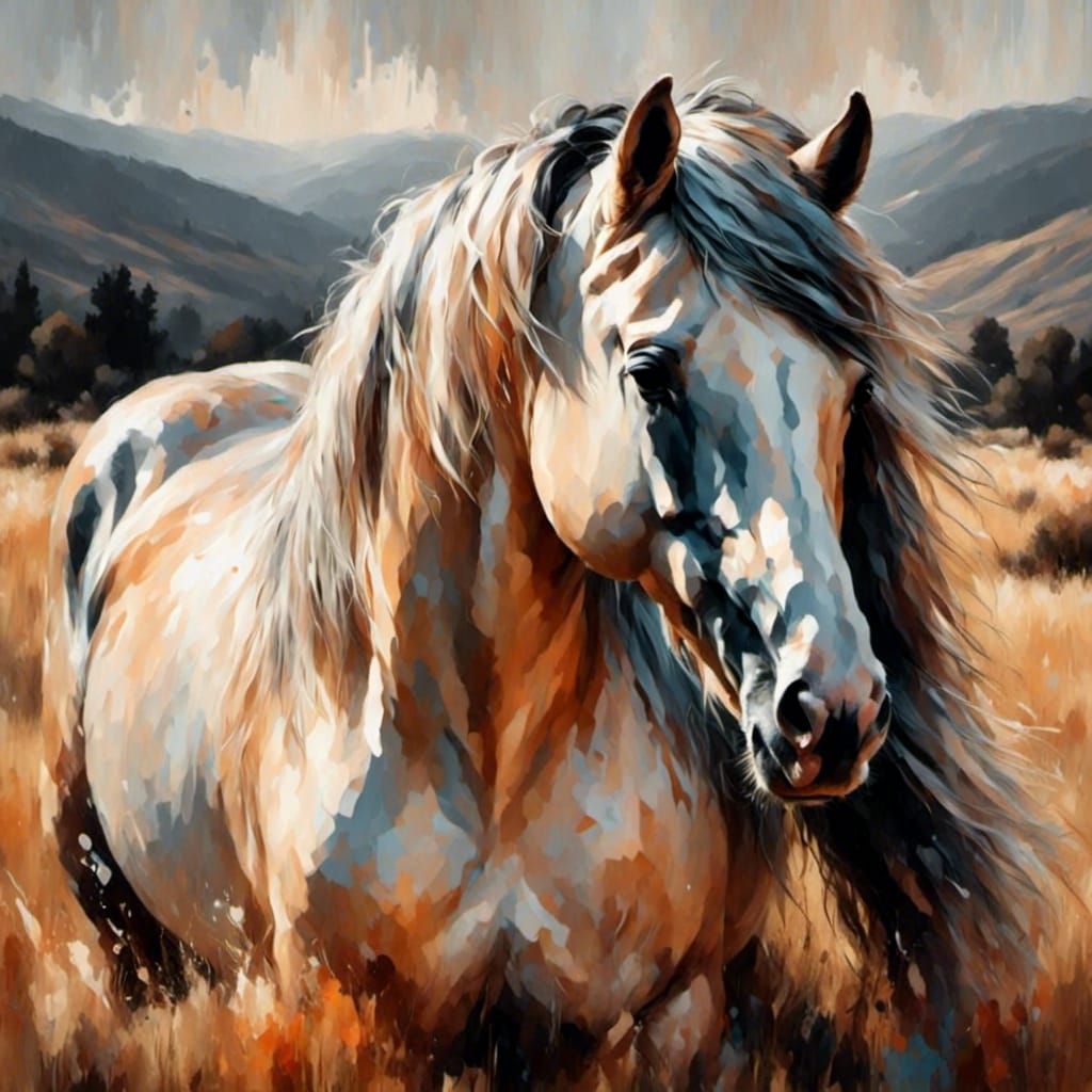 Majestic Wild Horse in Digital Art Style