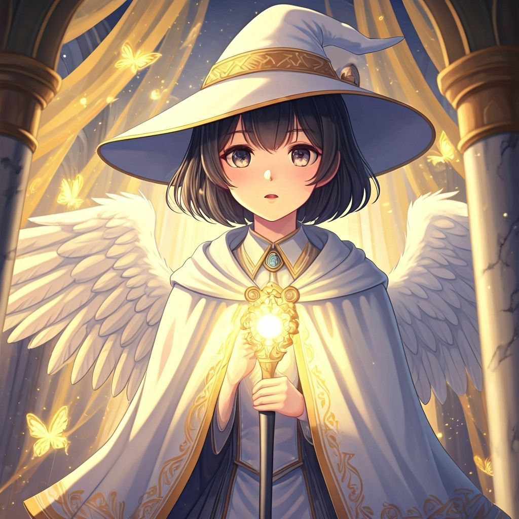 Anime Angel Witch with Golden Scepter