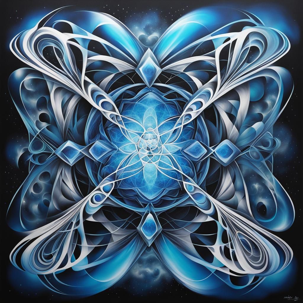 Air Elemental in Geometric Abstract Airbrush Art