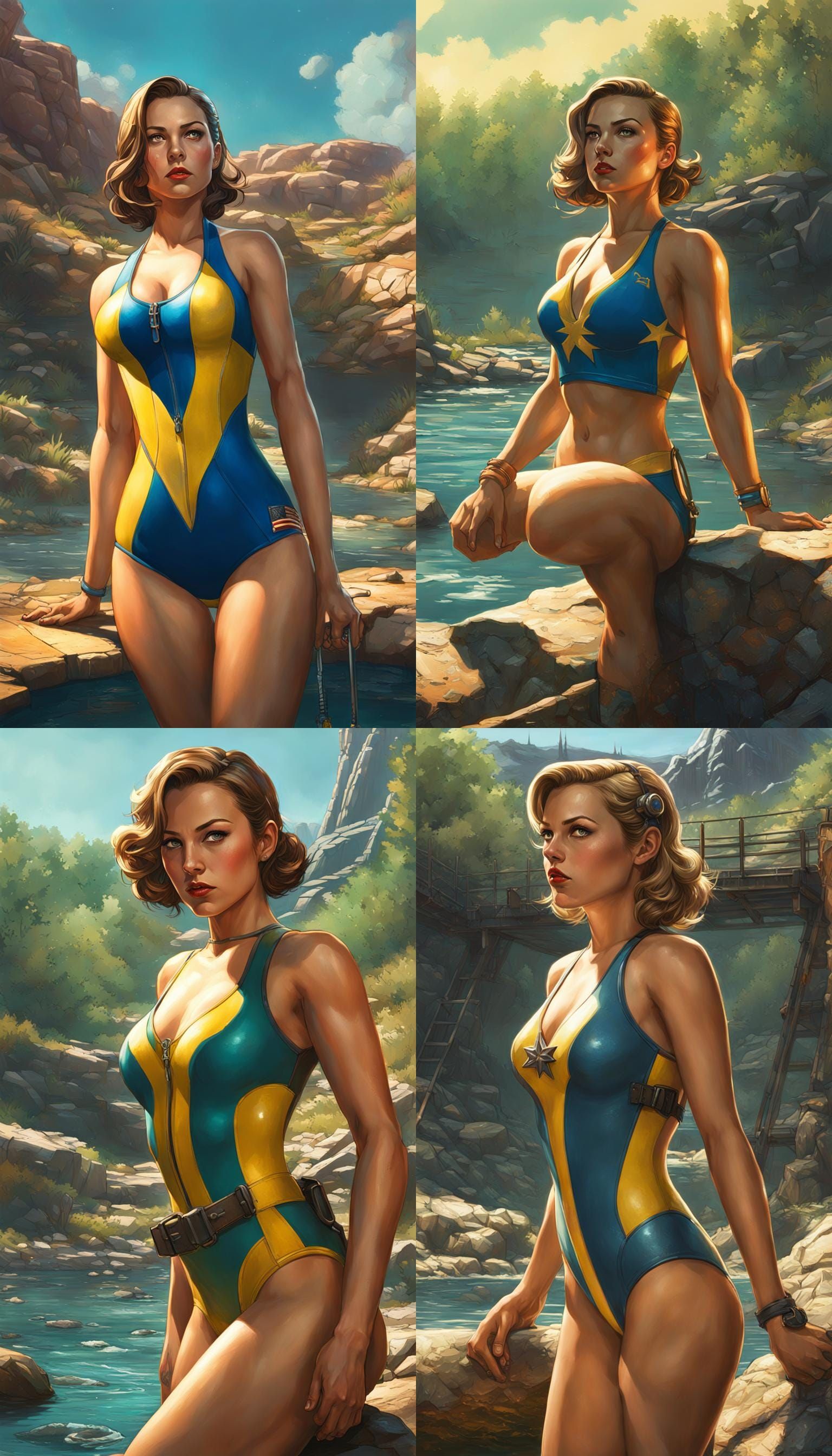 Vault Girl in Swimsuit: Hyperrealistic Fallout Concept Art