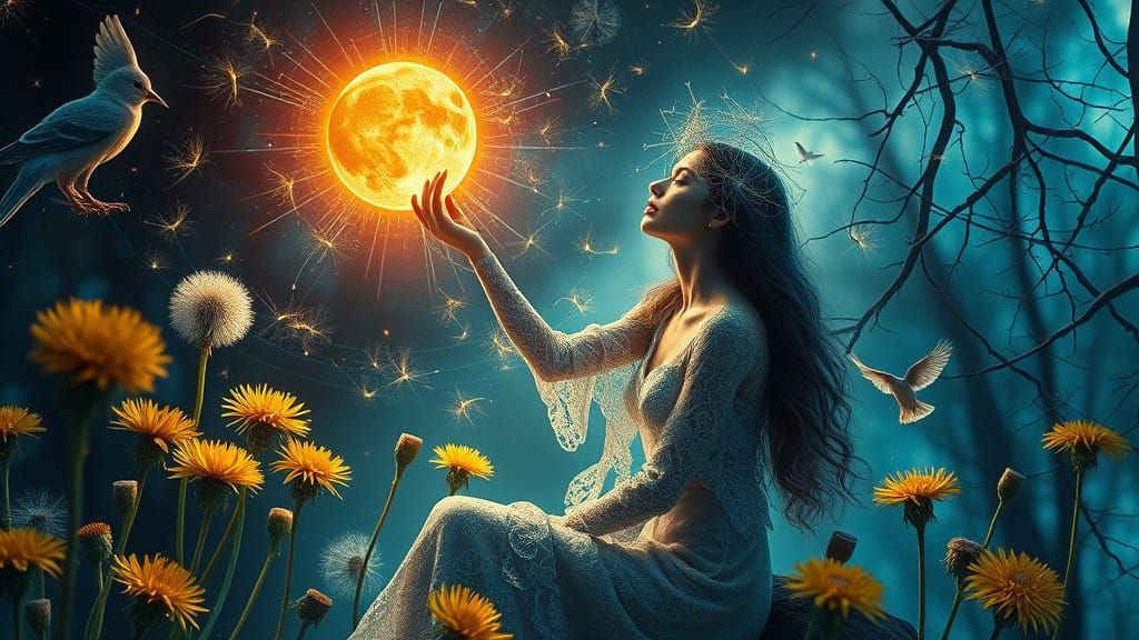 Ethereal Cosmic Goddess in Forest of Dreams