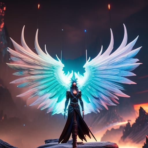 Icy Phoenix with Fiery Core: Fantasy Concept Art