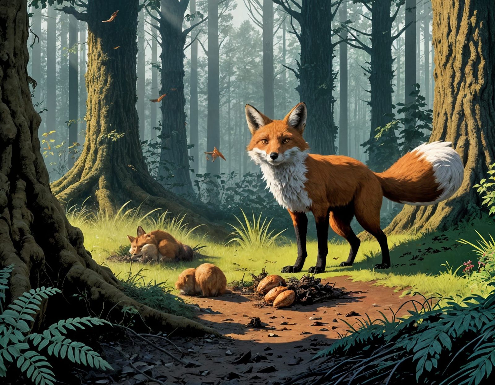 Surprised Fox Finds Chicken, Detailed Concept Art