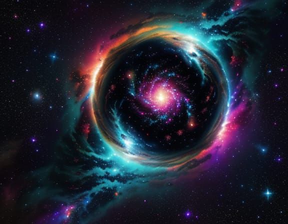 Vibrant Cosmic Explosion in Space as Digital Art