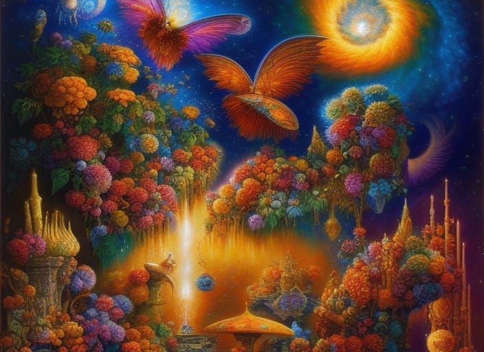 Geisha with Fractal Mask in Digital Art Style