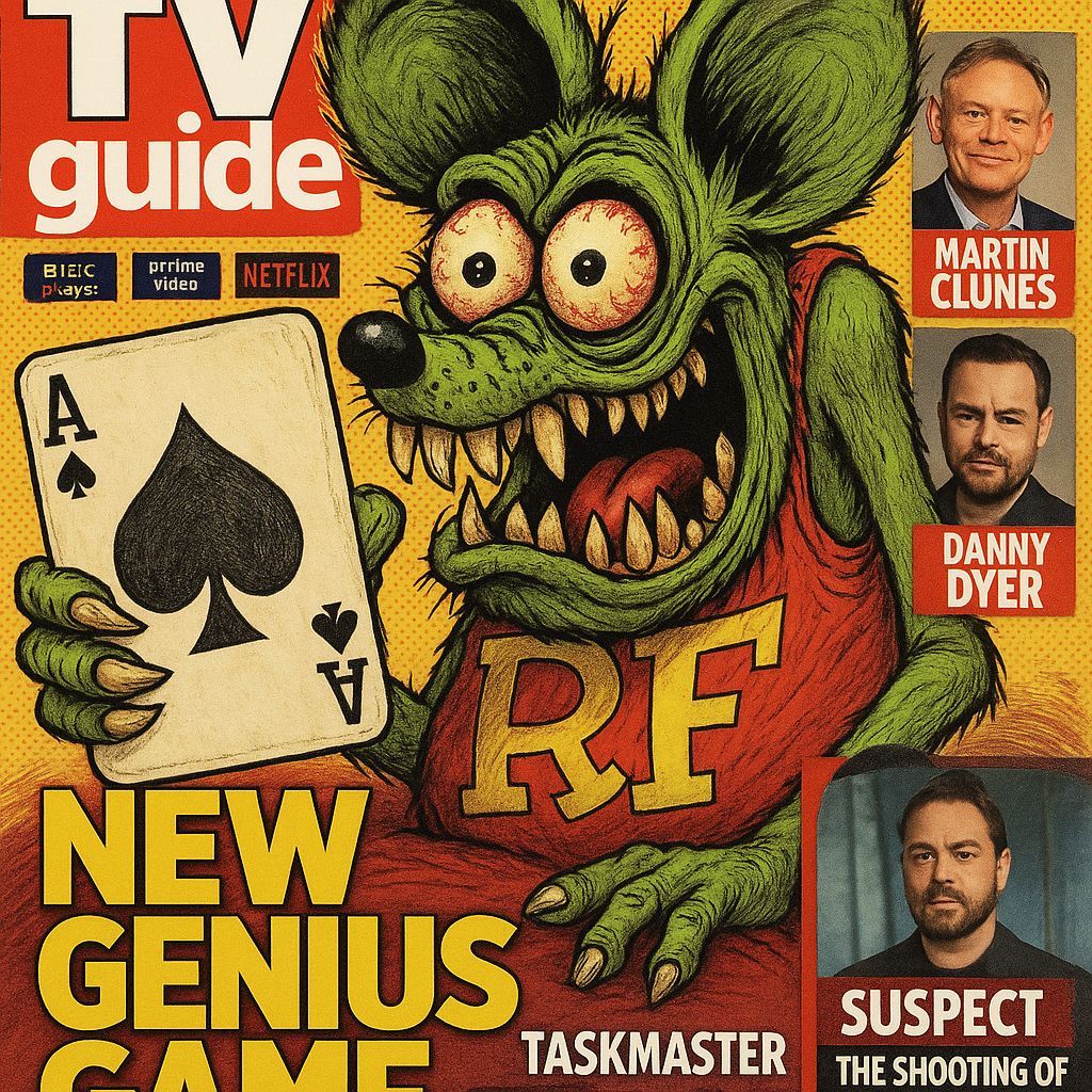 Ratfink TV Guide Cover Art in Retro-Futuristic Style