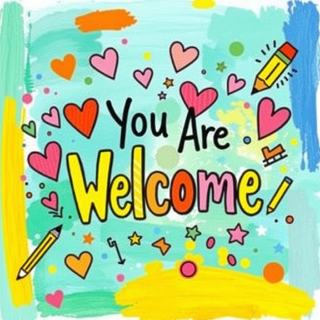 Colorful Abstract Background with 'You Are Welcome' Message