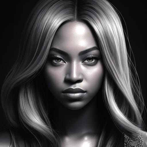 Hyperdetailed Charcoal Drawing of Beyonce