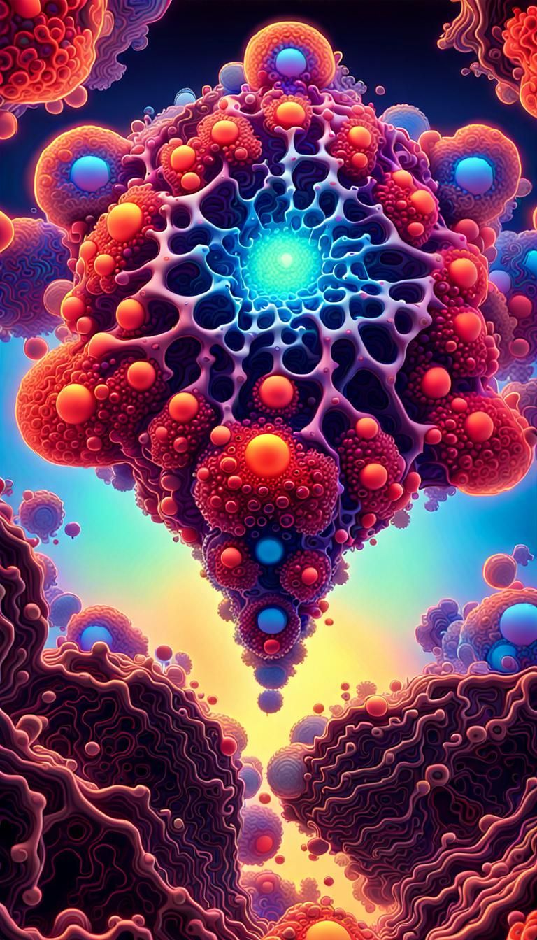 Neon Fractal Patterns: Biotic and Prebiotic Matter