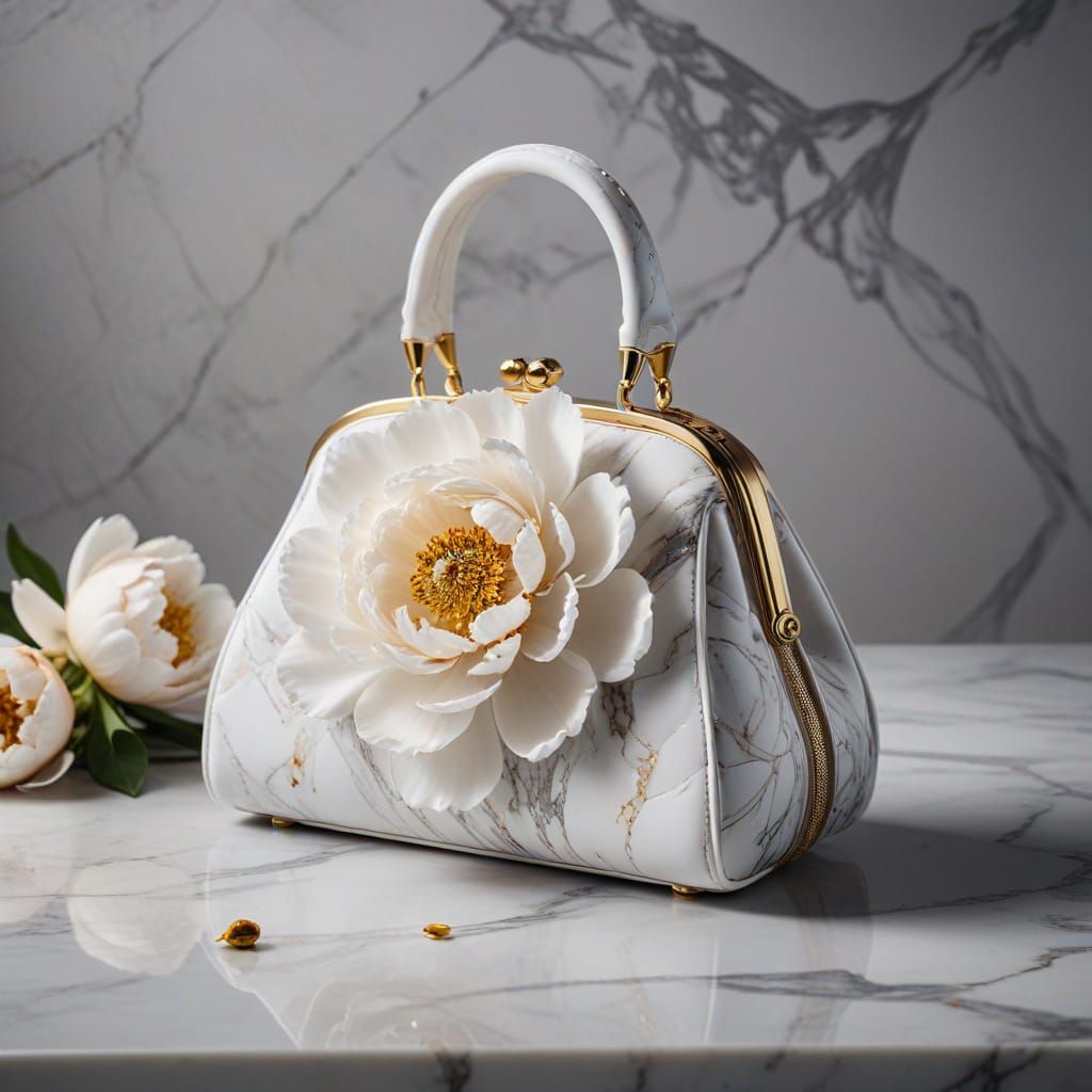 Elegant Peony Bud Handbag with Silk Textures