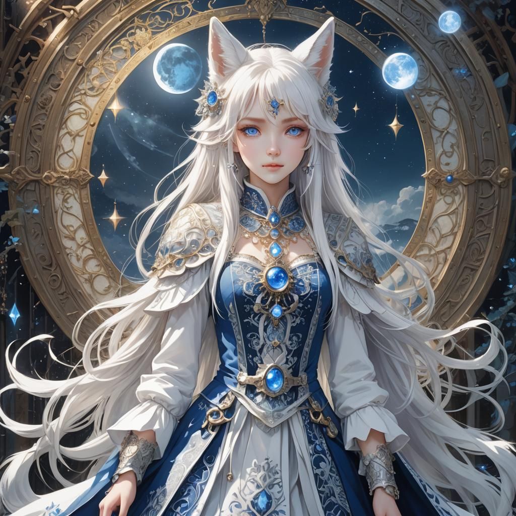 Anime Girl with Fox Ears in Fantasy Setting