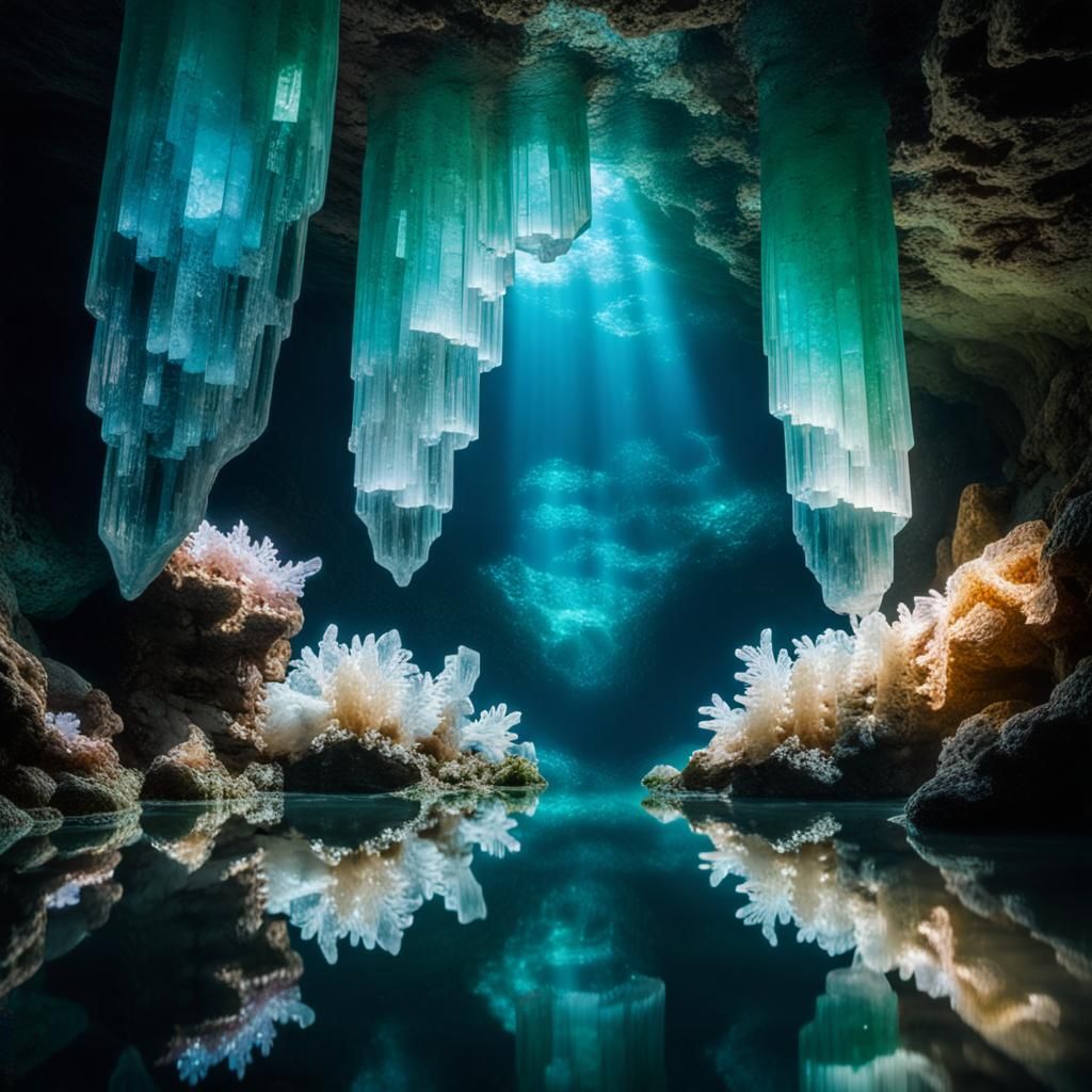 Underwater Crystal Cavern of Clear Quartz