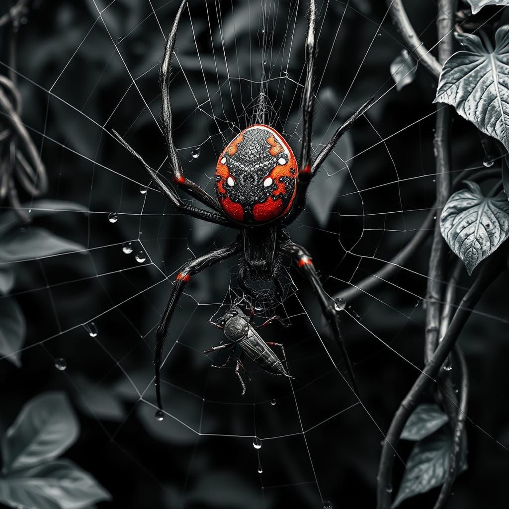 Elegant Jungle Spider in Dramatic High-Contrast Lighting