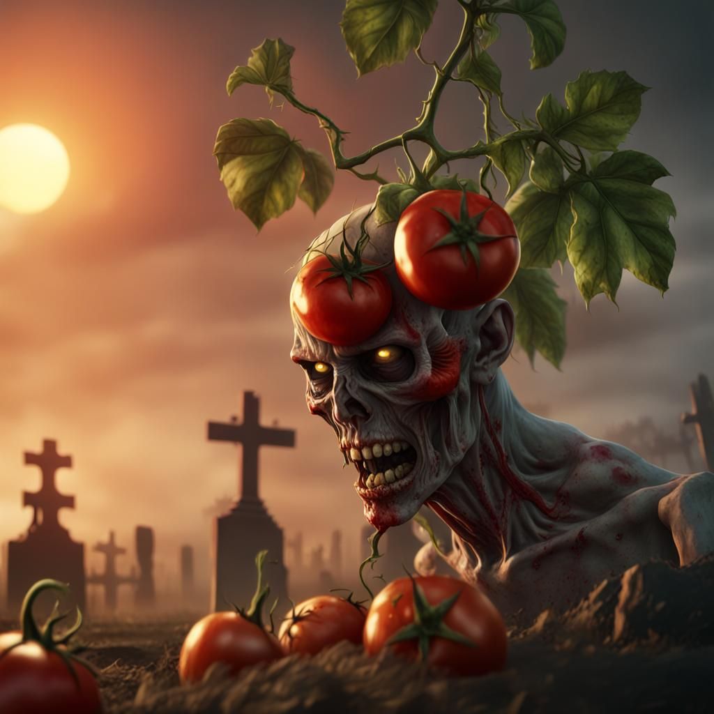Undead Tomato Zombies Rise in Cemetery