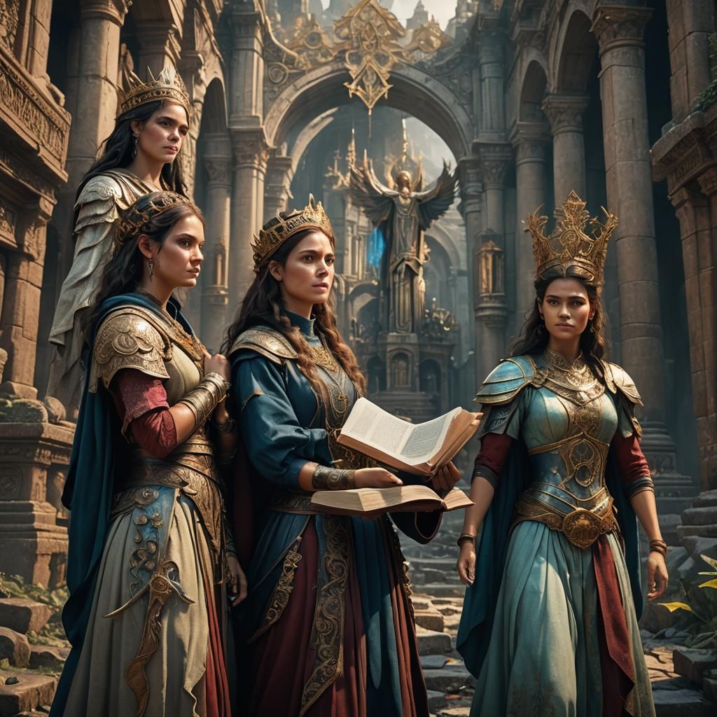 Three Ancient Women in Biblical Times: Detailed Matte Painti...