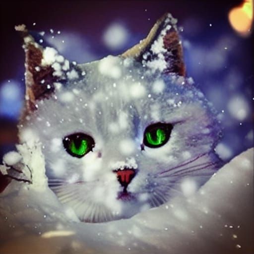 Snowy Cat Generated by AI