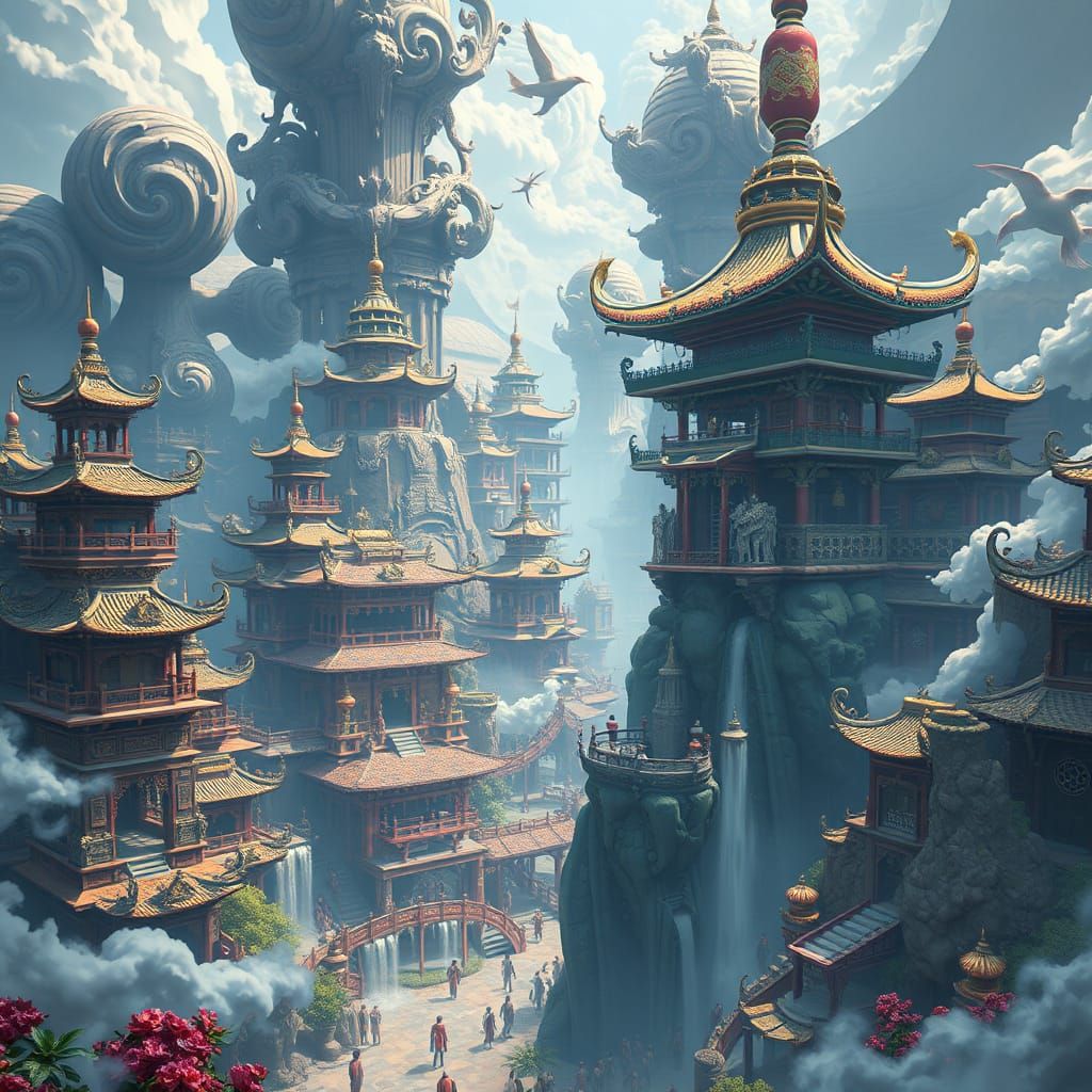 Ethereal, Dreamlike Fantasy World in Eastern-Western Mytholo...