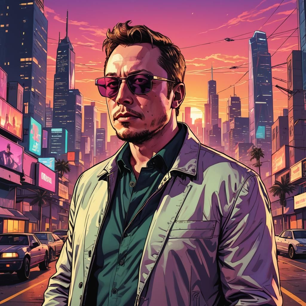 Elon Musk in a GTA V style