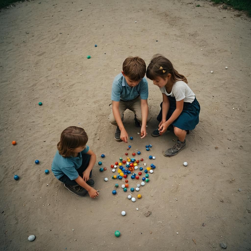 Children's Marble Game: A Cinematic Still