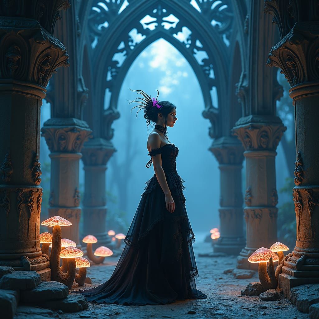 Gothic Girl in Mystical Victorian Setting