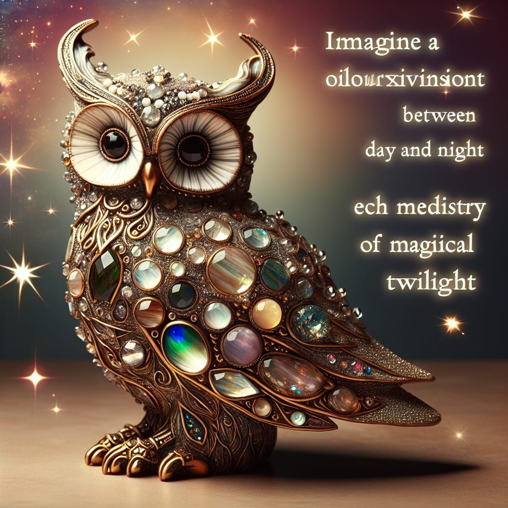 Crystal Owl Figurine in Fantasy Glass Tapestry