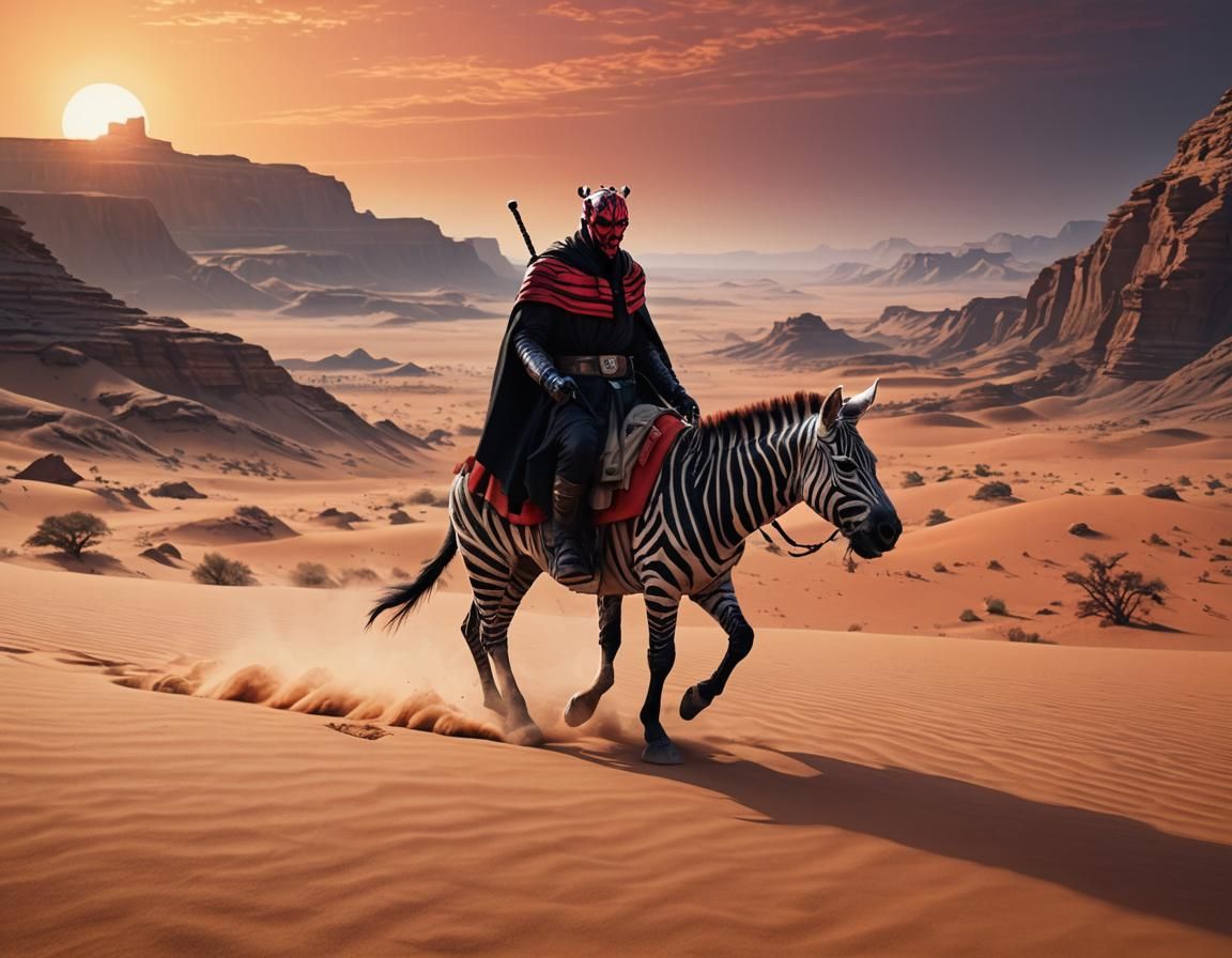 Darth Maul on Zebra: Surreal Star Wars Art