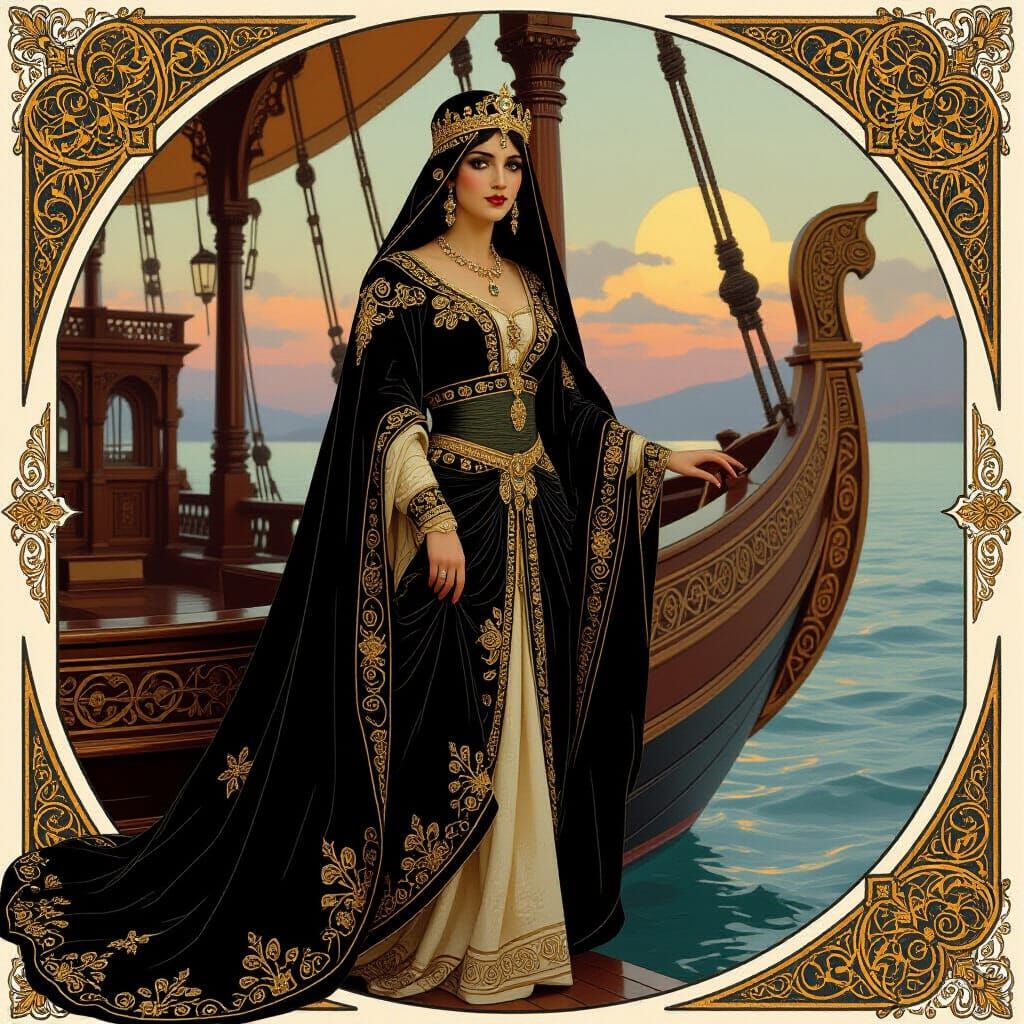 Iberian Queen in Alphonse Mucha Style