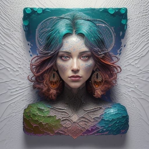 Rotoscoped Face with Fractal Elements in Expressionist Style