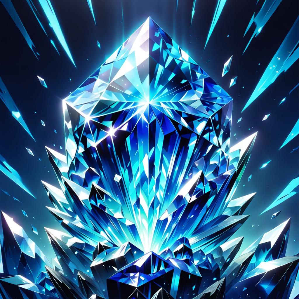 Glowing Blue Crystal in Anime Style