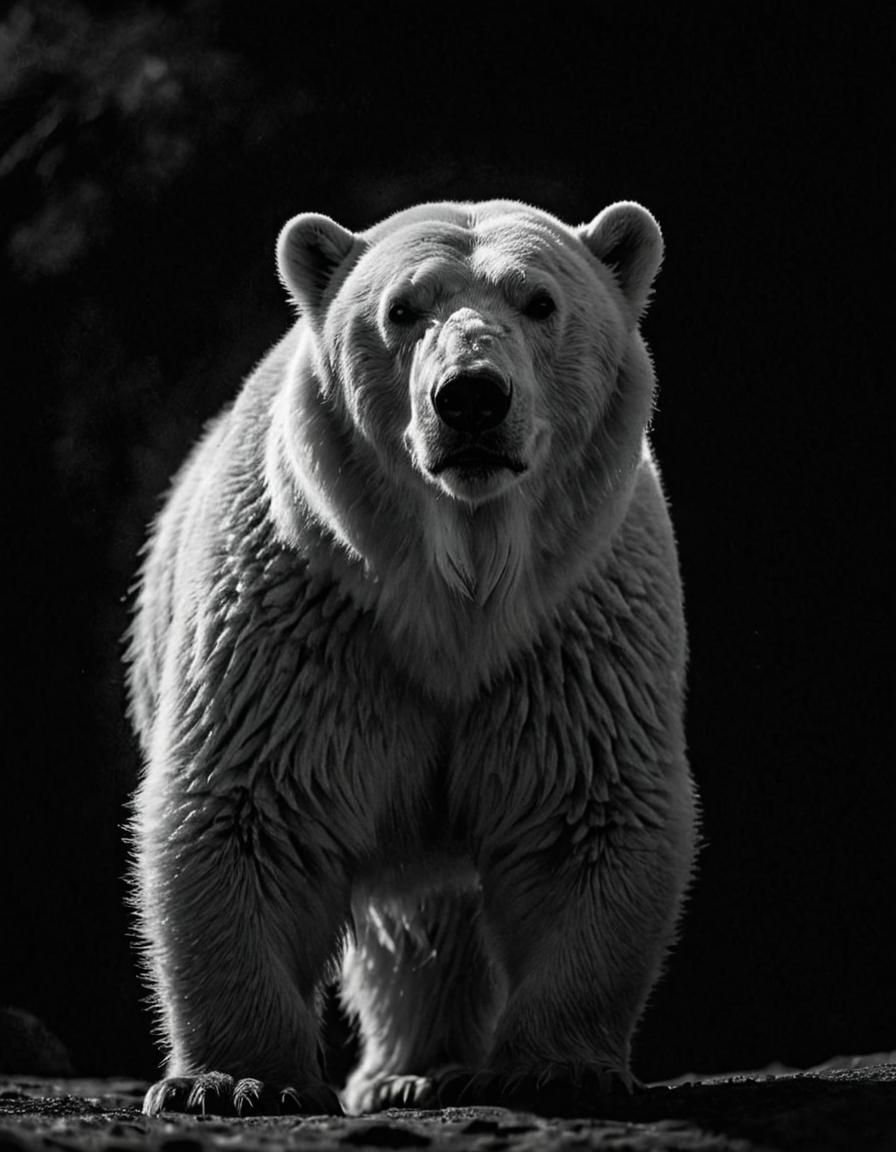 Polar Bear Silhouette in Dramatic Chiaroscuro Lighting