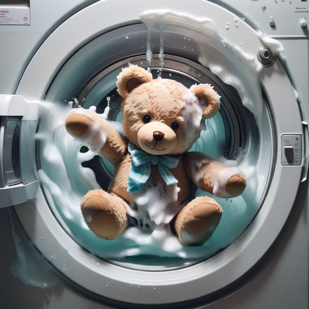 Teddy Bear in Washing Machine