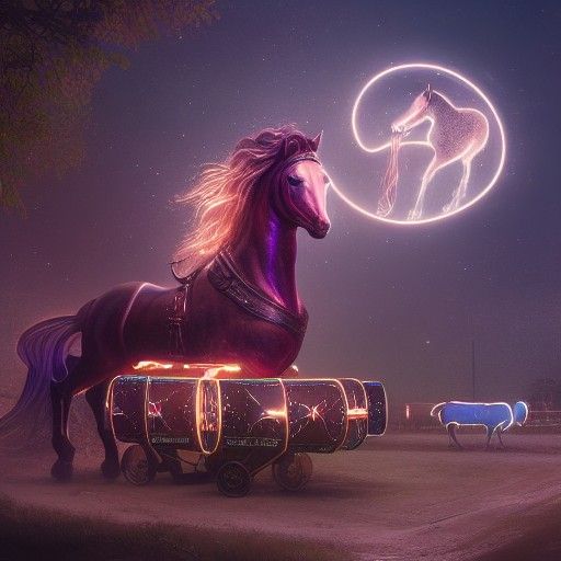 Astral Horse Carousel in Steampunk Style