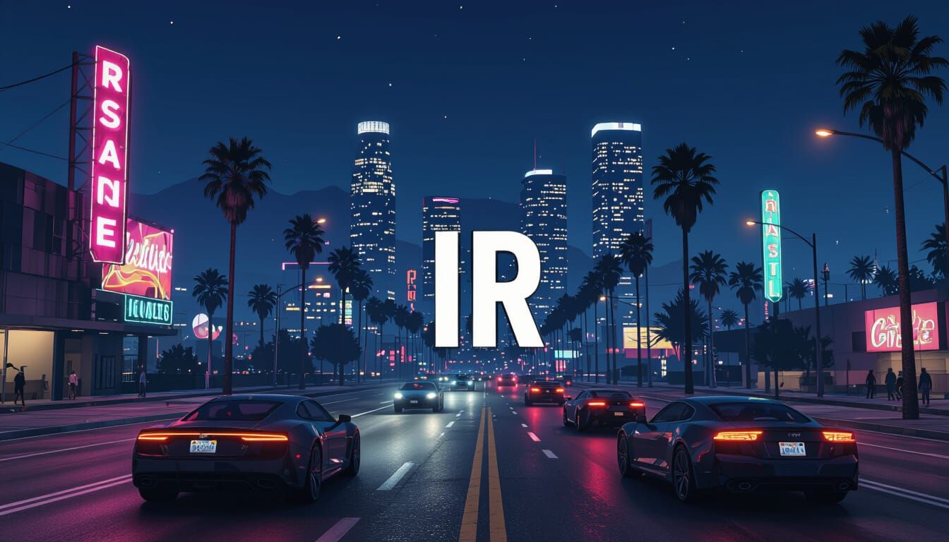 Los Santos GTA V at Night in Rockstar Style