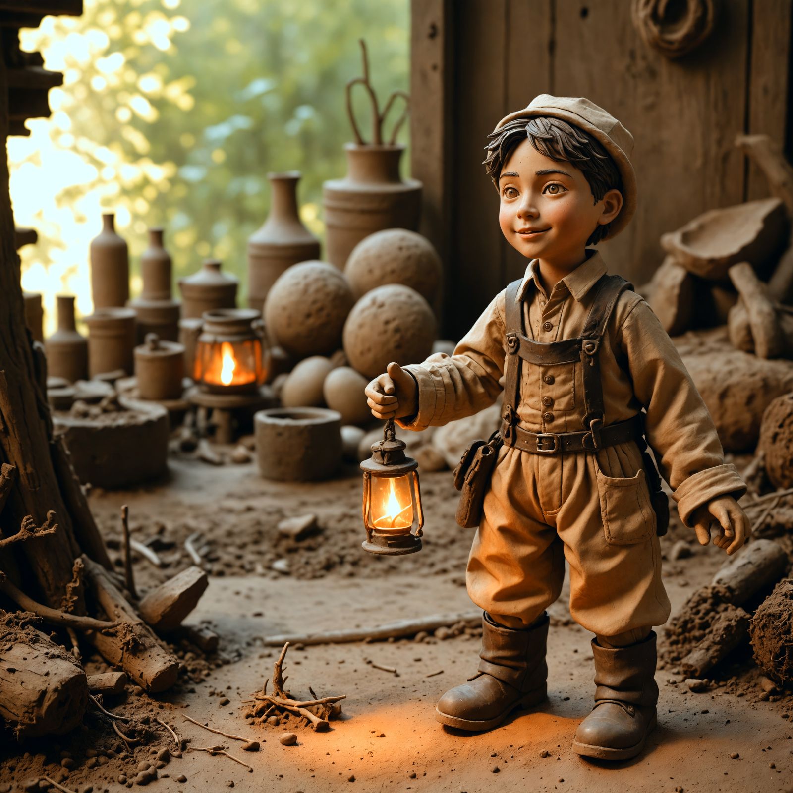 Surreal Clay Figure Embarks on a Journey from Darkness to En...