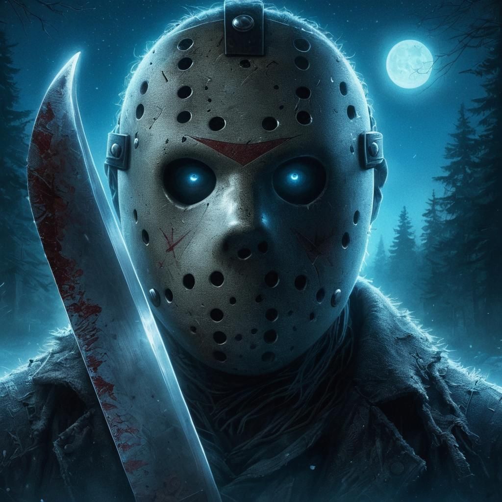 Jason Voorhees Menacingly Holds Machete: Fantasy Horror Art