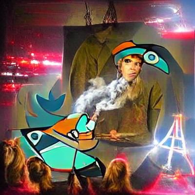 Glowing Renaissance Portrait in Anime Neon Style