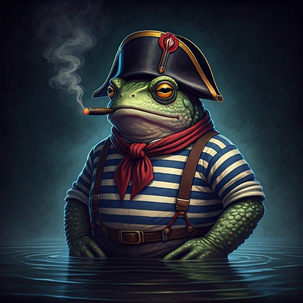 French Toad Gentleman Smokes Cigar in Mystical Swamp
