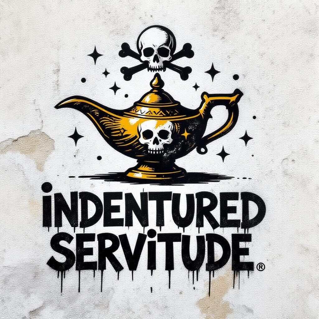 Magic Lamp Graffiti Art Symbolizing Indentured Servitude