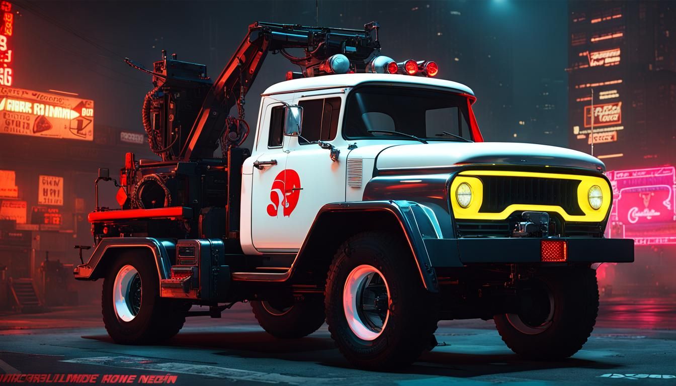 Cyberpunk 1962 Jeep Forward Control Tow Truck