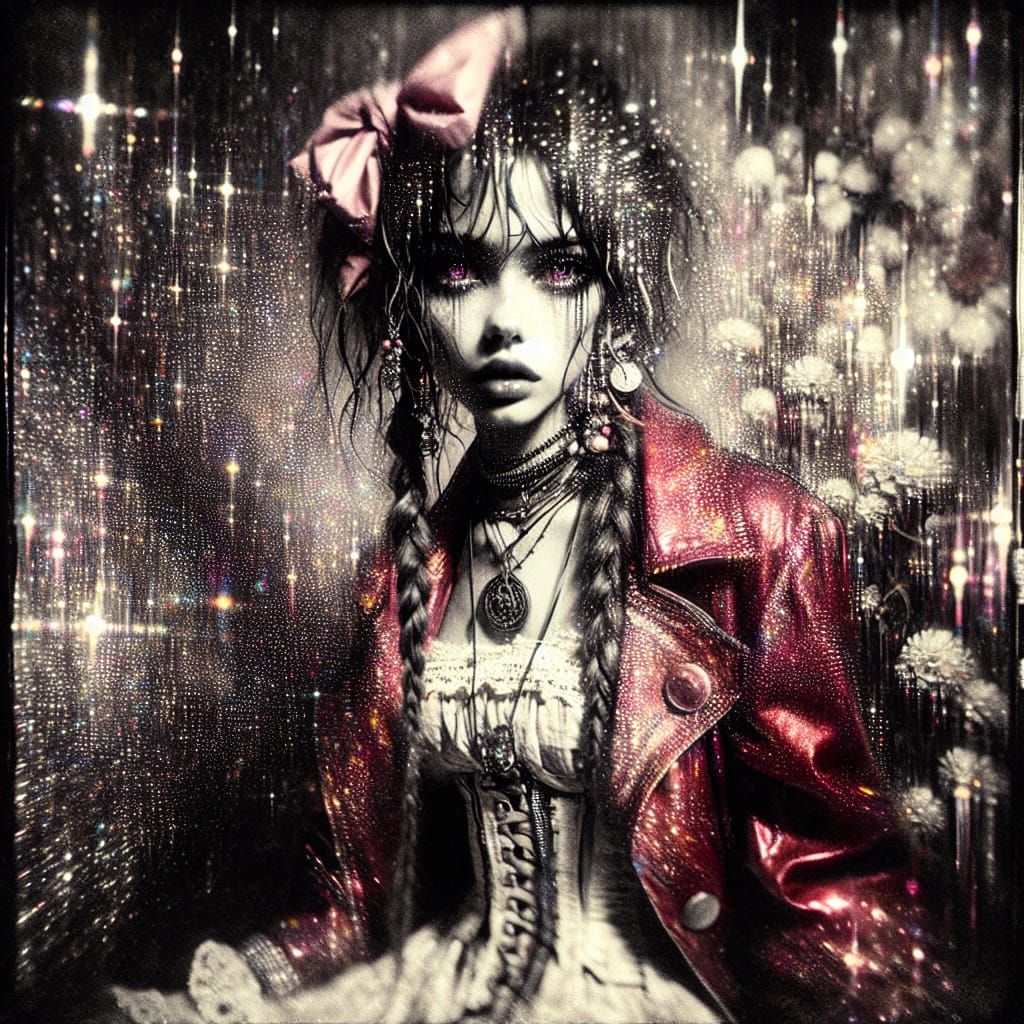 Gritty Noir Siren with Violet Eyes