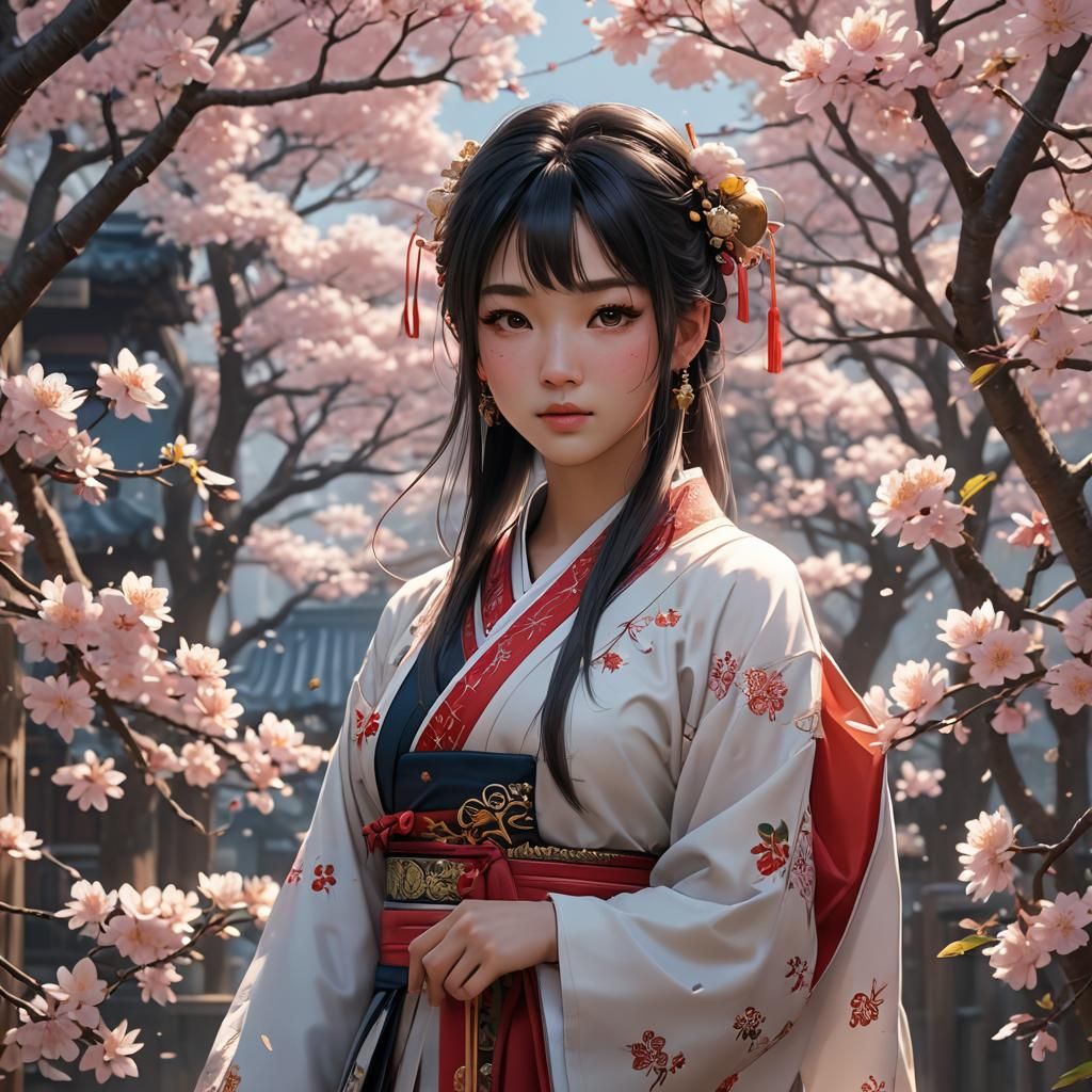 Anime Style Asian Girl Portrait in 3D