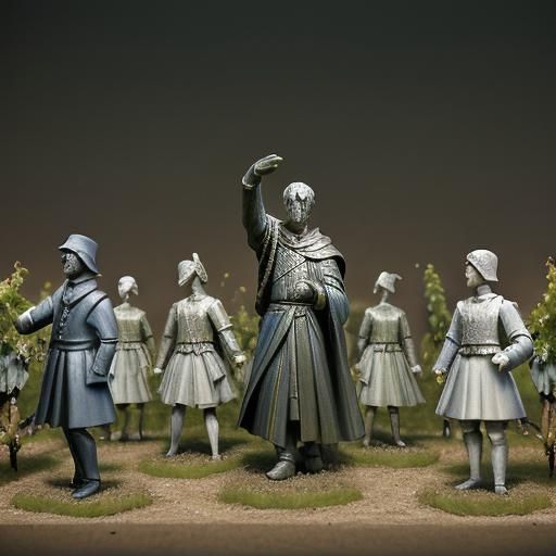 Hyperrealistic Figurines in Vineyard: Homage to Rodin