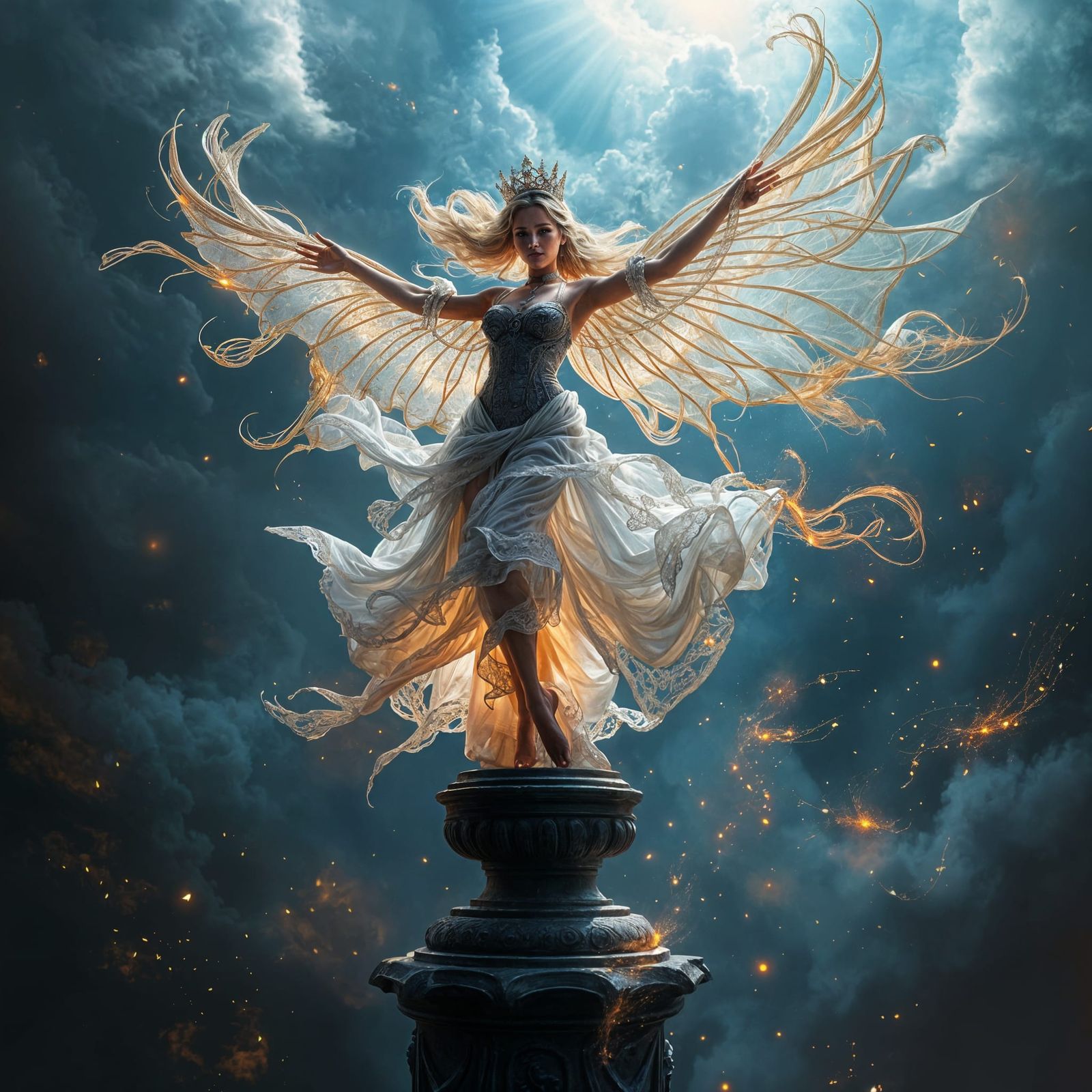 Wind Dancer Statue in Hyperrealistic Fantasy Art