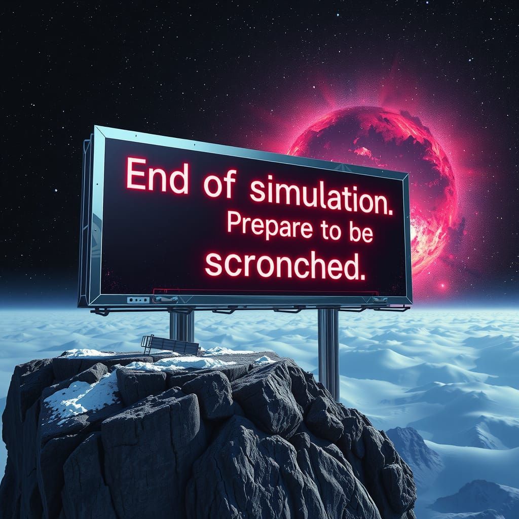 Surreal Futuristic Billboard Pierces Reality in Neon Chrome