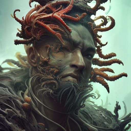 Detailed Cordyceps Portrait in a Digital Painting Style