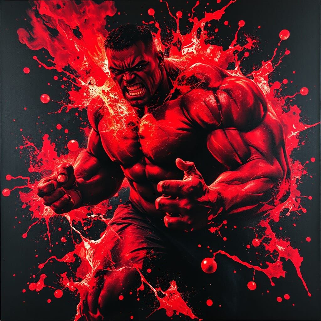 Epic Oil Painting of Holographic Hulk Abstract Art