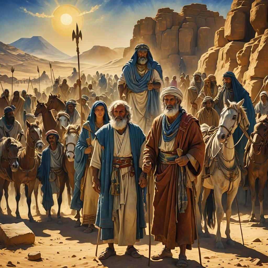 Biblical Scene: Moses, Aaron, and Miriam in Ancient Egypt