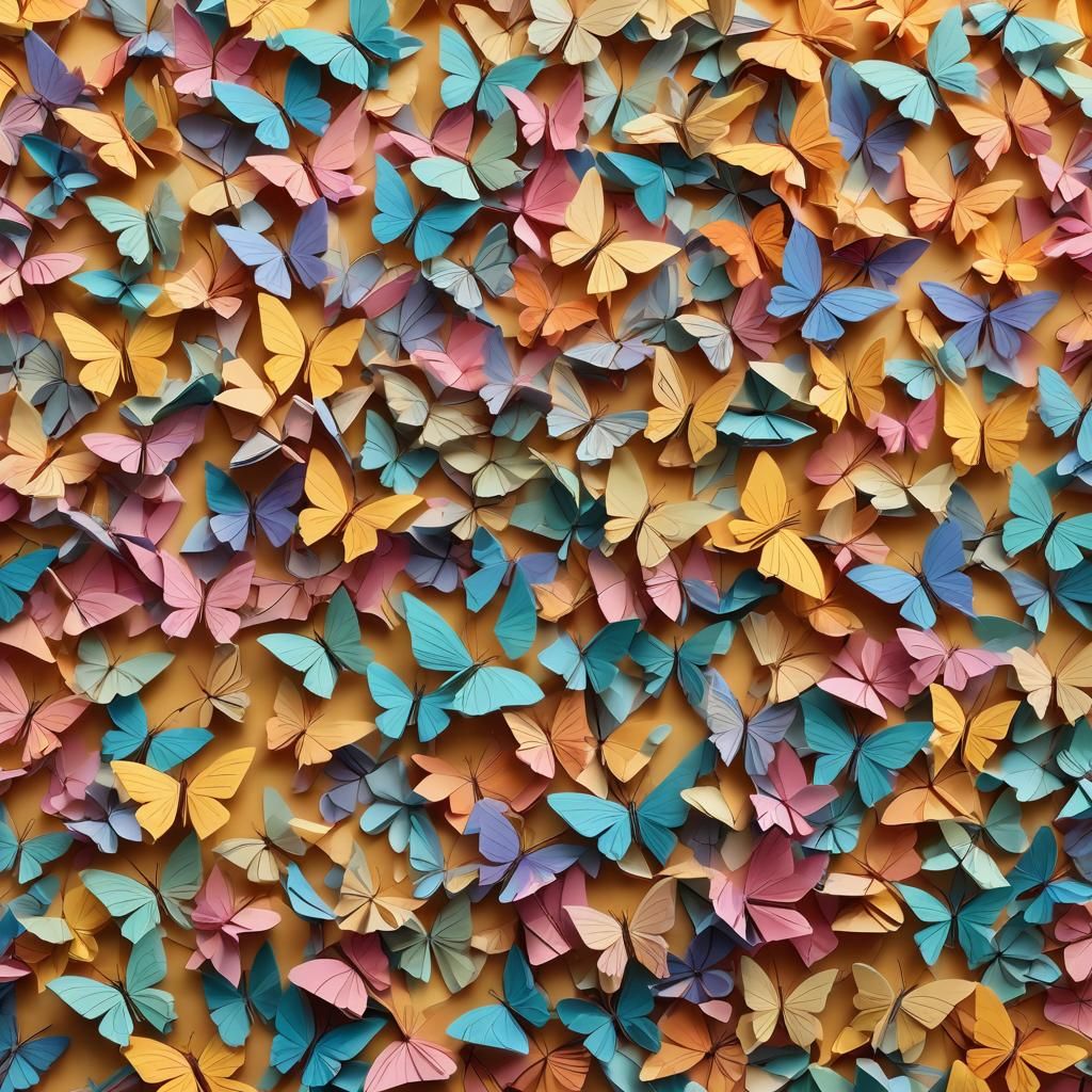 Colorful Origami Butterfly Papercraft Close-Up