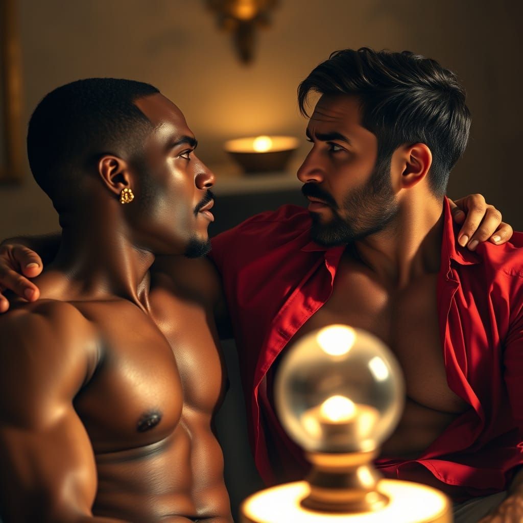 Two Handsome Men in Atmospheric Lighting